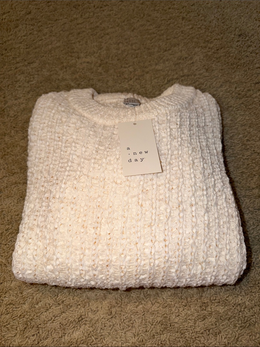 a new day Cream Textured Crew Neck Sweater